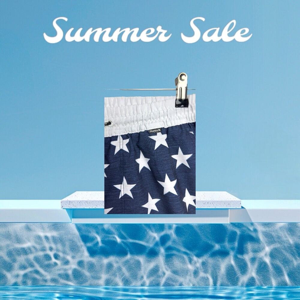 Hurley Swin Board Shorts M Red White And Blue Stars Stripes - Picture 13 of 16